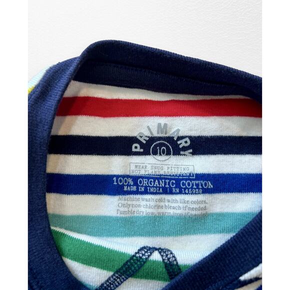 Primary Organic Rainbow Striped PJ Top, Size 10 - Picture 3 of 4